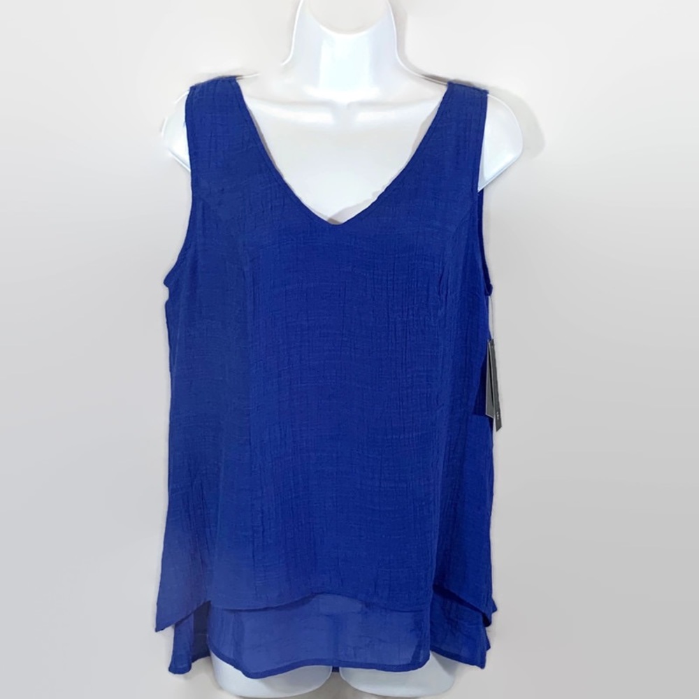 AB Studio Sleeveless Blouse Blue Sz S Layered Top